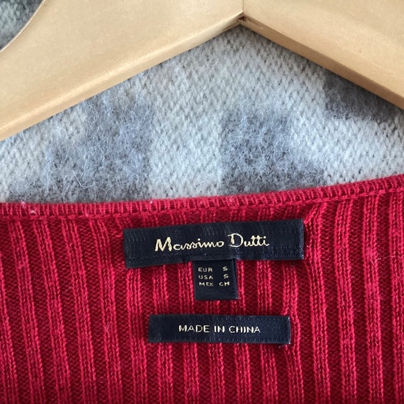 Massimo Dutti Wool Blend Cardigan Red Size Small - Picture 8 of 12
